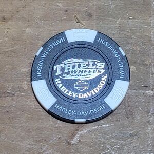 Harley-Davidson Poker Chip - Thiel's Wheels Upper Sandusky Ohio Black Gray